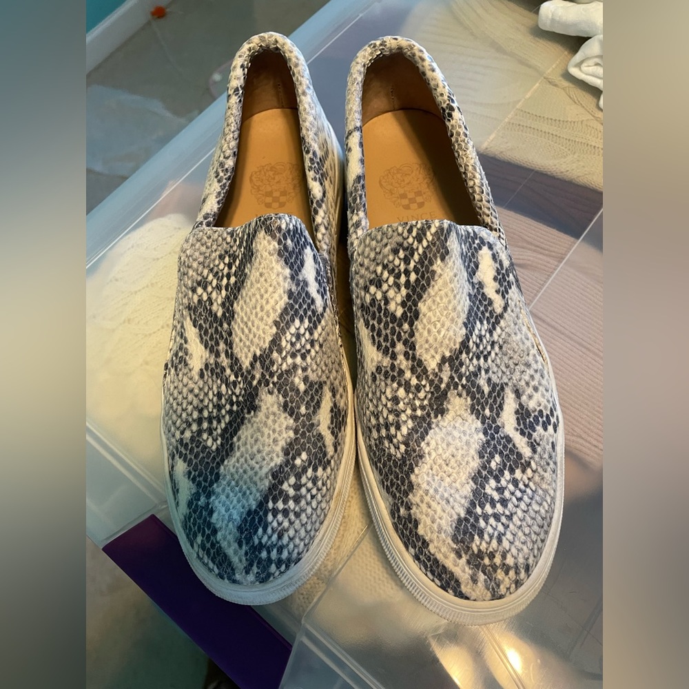 Vince Camuto Snake-Skinned Canvas Shoes